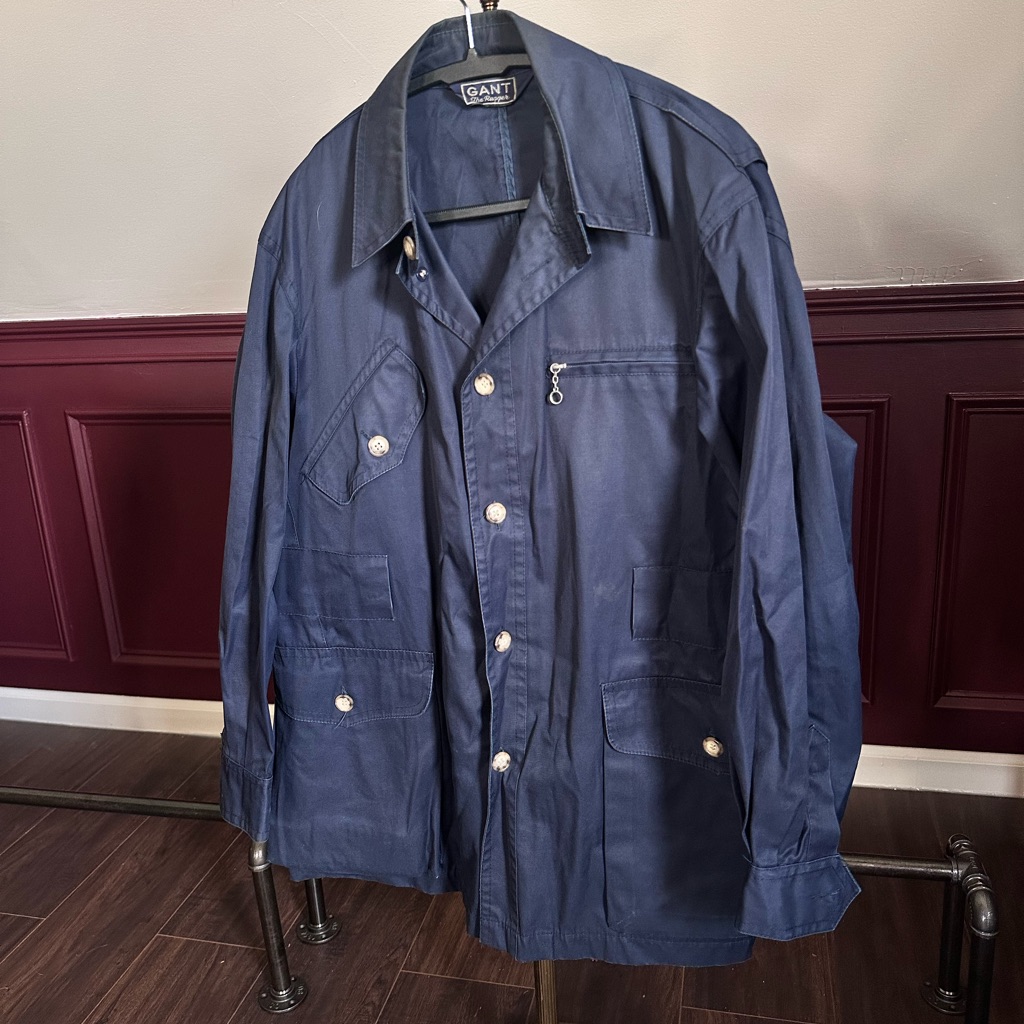 Gant Vintage Navy Blue Fisherman’s Rain Jacket Cargo Zip Rare